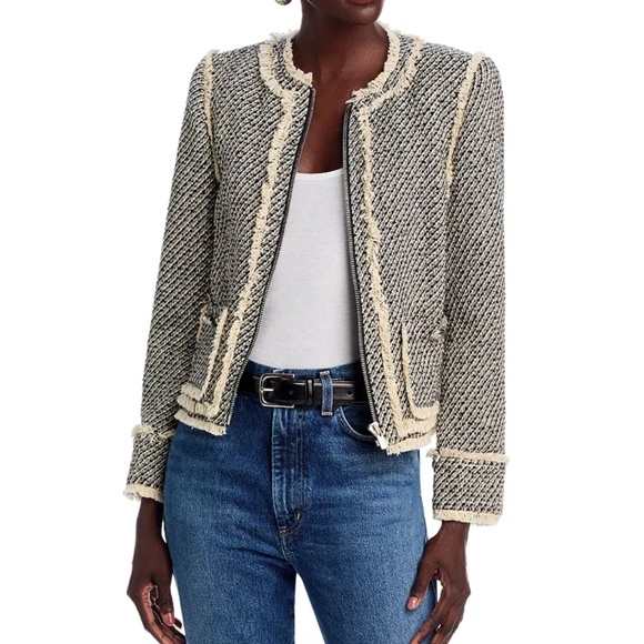 NWT Cinq a Sept 5a7 Darina Metallic Tweed Jacket - Black/Gardenia Casual